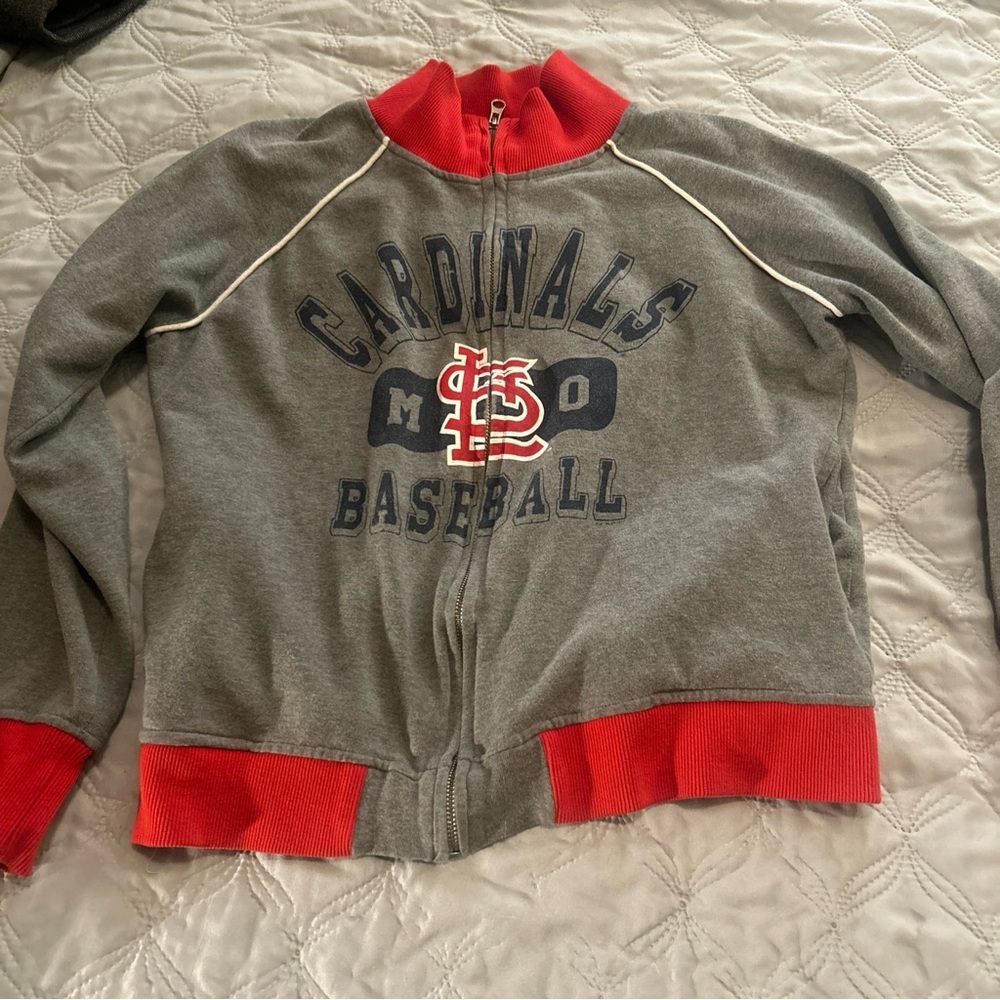 Cardinals Hoodie Womens Size M Full  Zip Jacket Sweater St Louis Baseball
